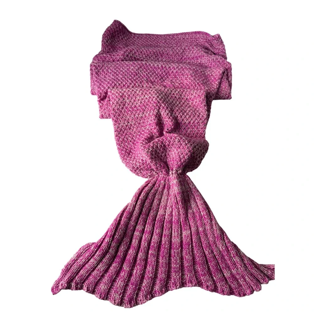FYHAP‎ Mermaid Tail Blanket Pink Knit Cozy Soft Blanket 44